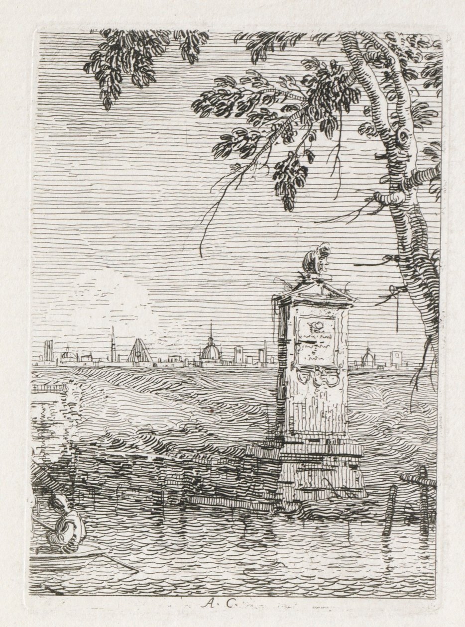 Vistas: El Pequeño Monumento bajo un Árbol, 1735-1746 de Giovanni Antonio Canal