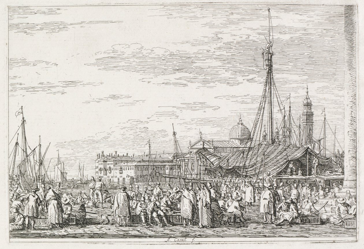 Vistas: El mercado en el Molo de Antonio Canaletto