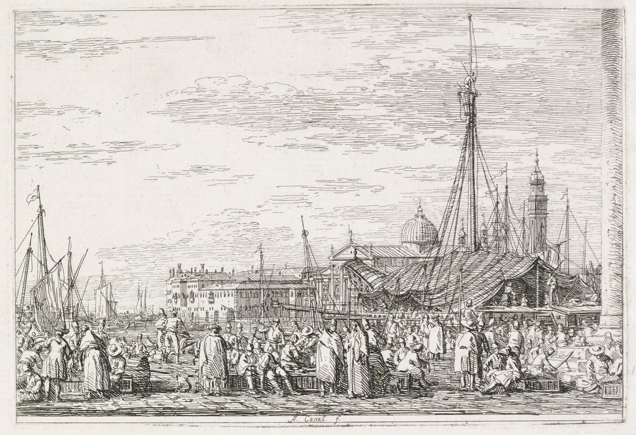 Vistas: El mercado en el Molo, 1735-1746 de Giovanni Antonio Canal