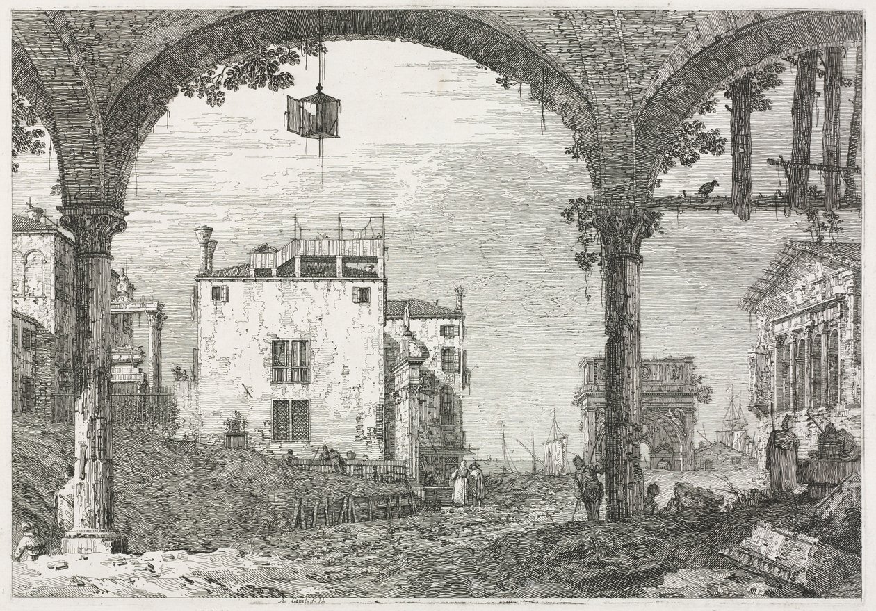 Vistas: El Pórtico con la Linterna, 1735-1746 de Giovanni Antonio Canal