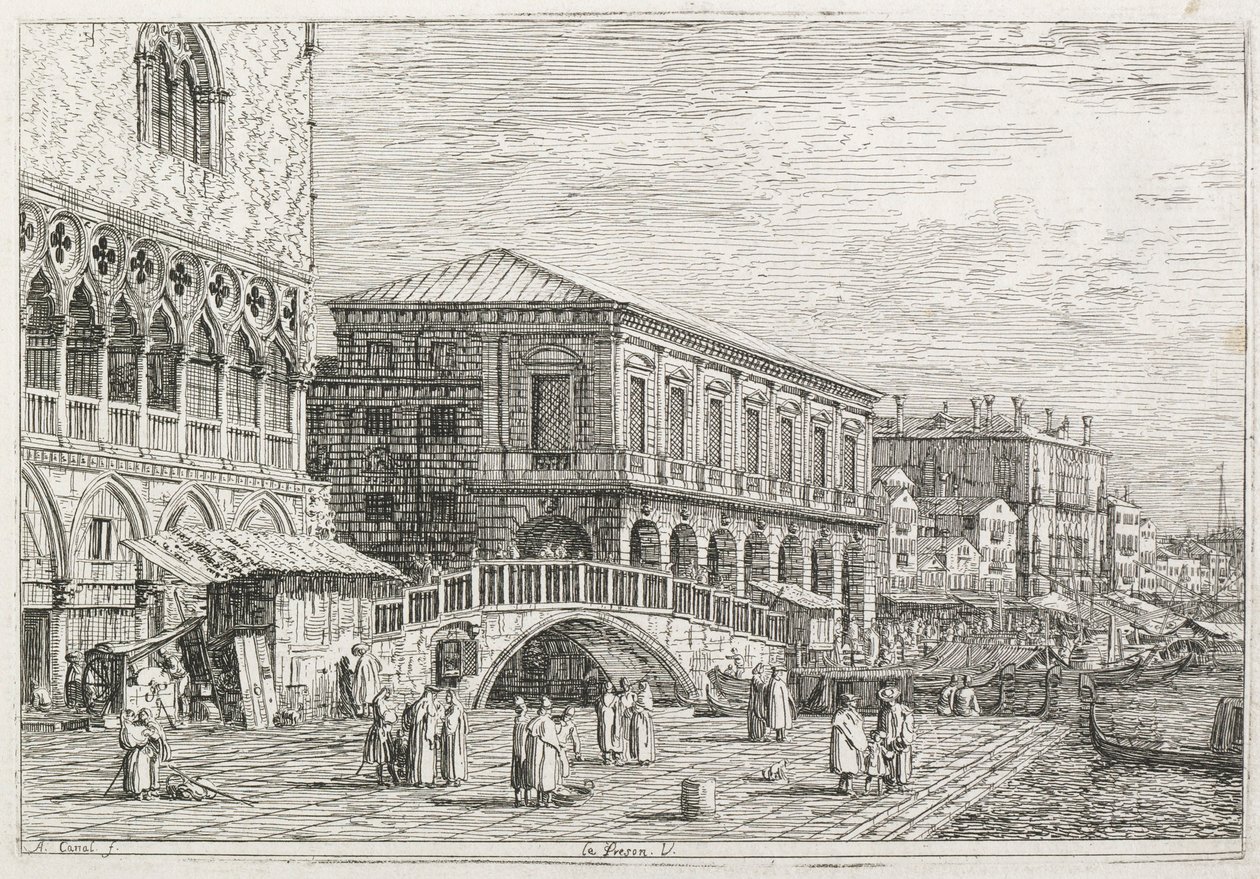 Vistas: La Prisión, Venecia, 1735-1746 de Giovanni Antonio Canal
