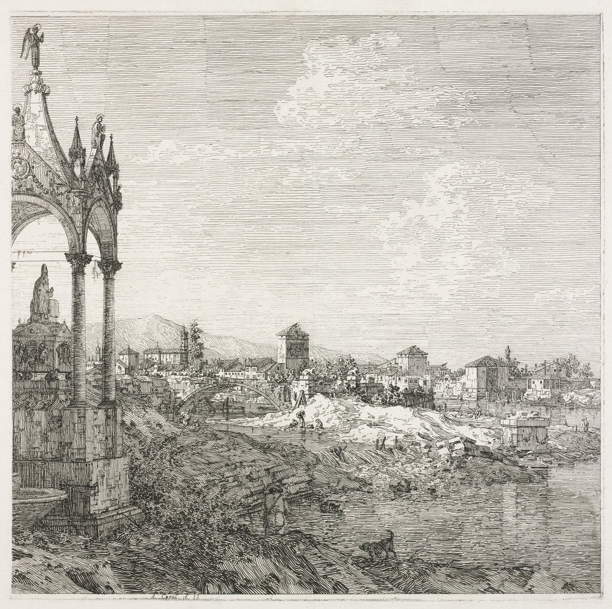 Vista: El sepulcro de un obispo de Antonio Canaletto