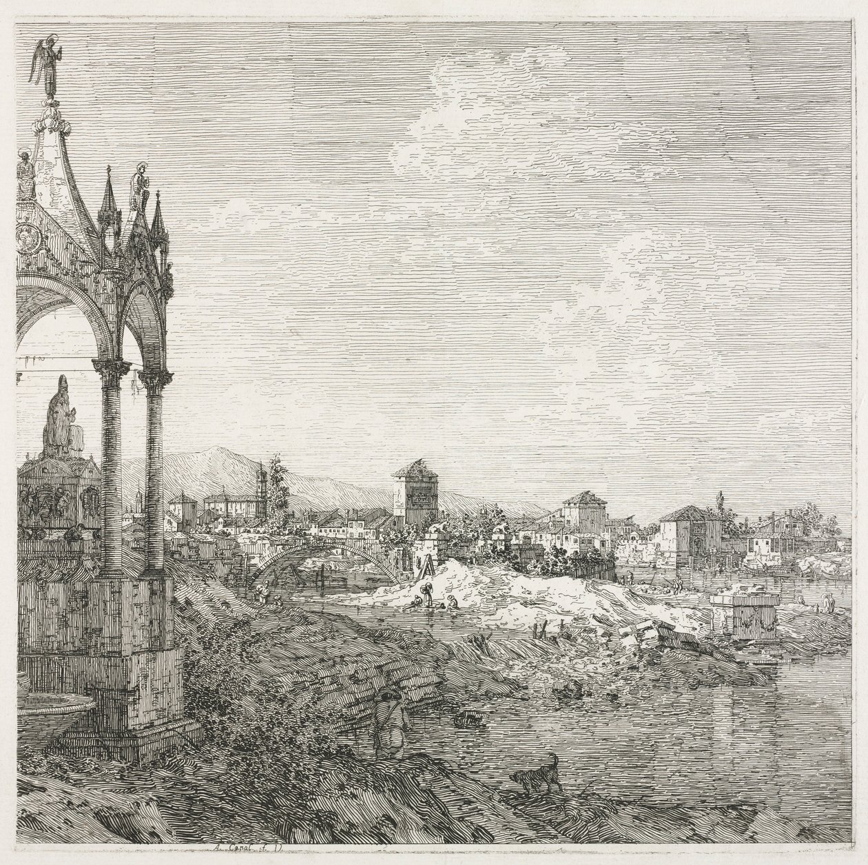Vistas: El sepulcro de un obispo, 1735-1746 de Giovanni Antonio Canal