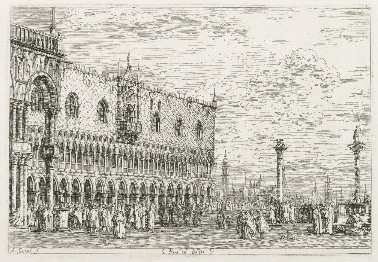 Vistas: La piedra de proclamación en Venecia de Antonio Canaletto