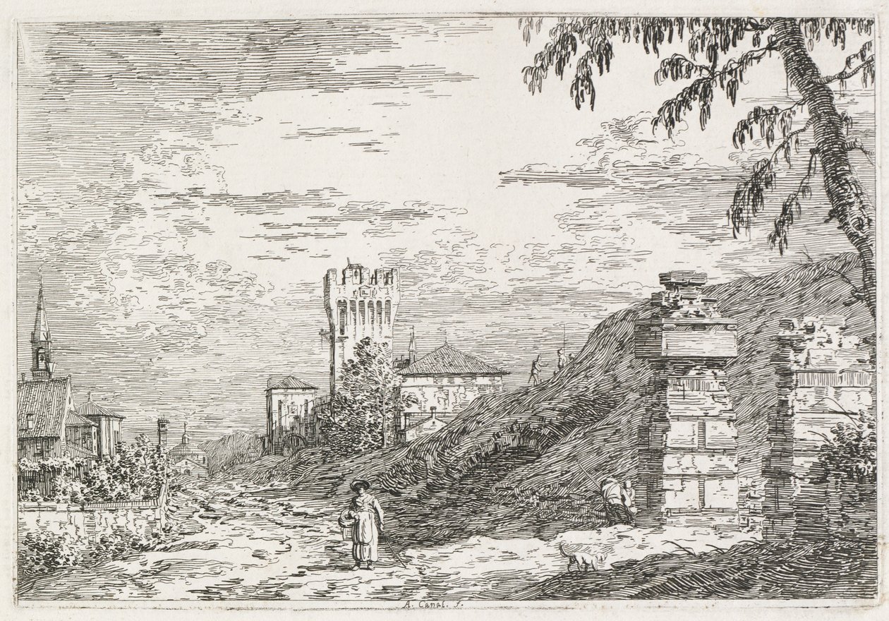 Vistas: Dos pilares en ruinas de Antonio Canaletto