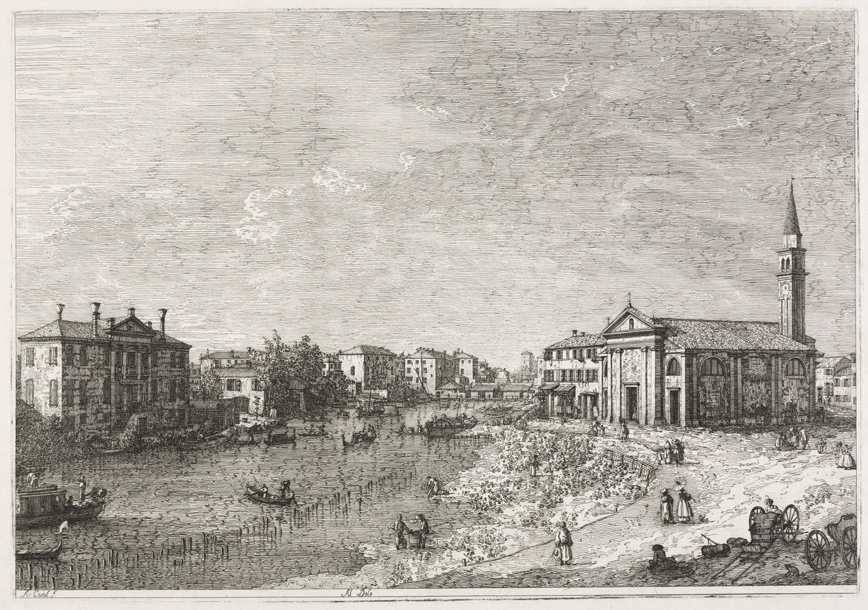 Vistas: Vista de Dolo, una ciudad en el Brenta, al oeste de Venecia de Antonio Canaletto