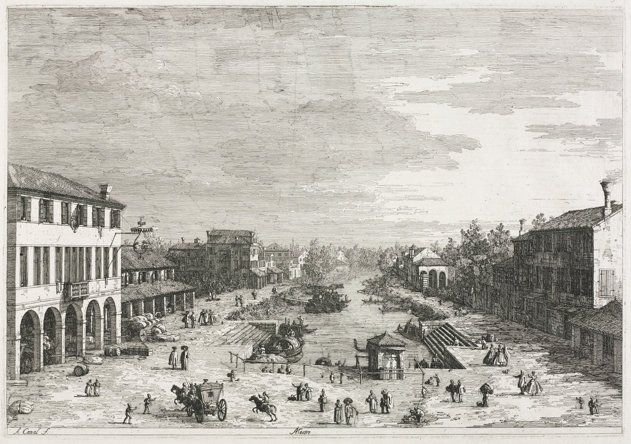 Vistas: Vistas de Mestre, una ciudad en la provincia de Venecia de Antonio Canaletto