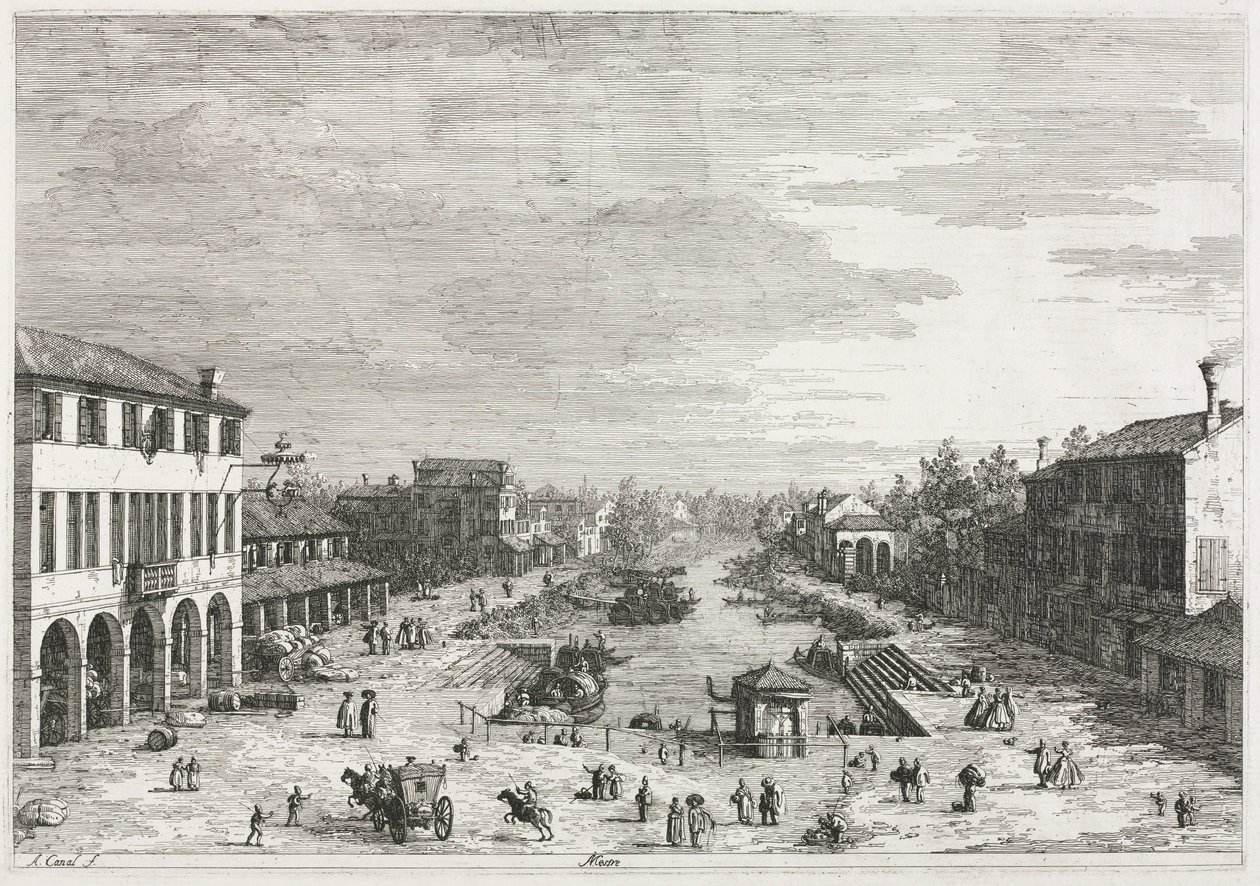 Vistas: Vistas de Mestre, una ciudad en la provincia de Venecia de Giovanni Antonio Canal