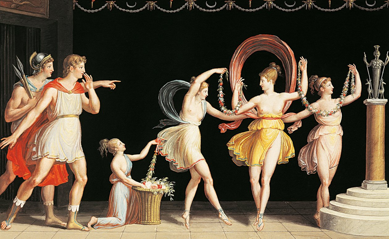 Rapto de Helena por Antonio Canova (1757-1822), Gouache sobre papel, 26,5x41 cm de Antonio Canova