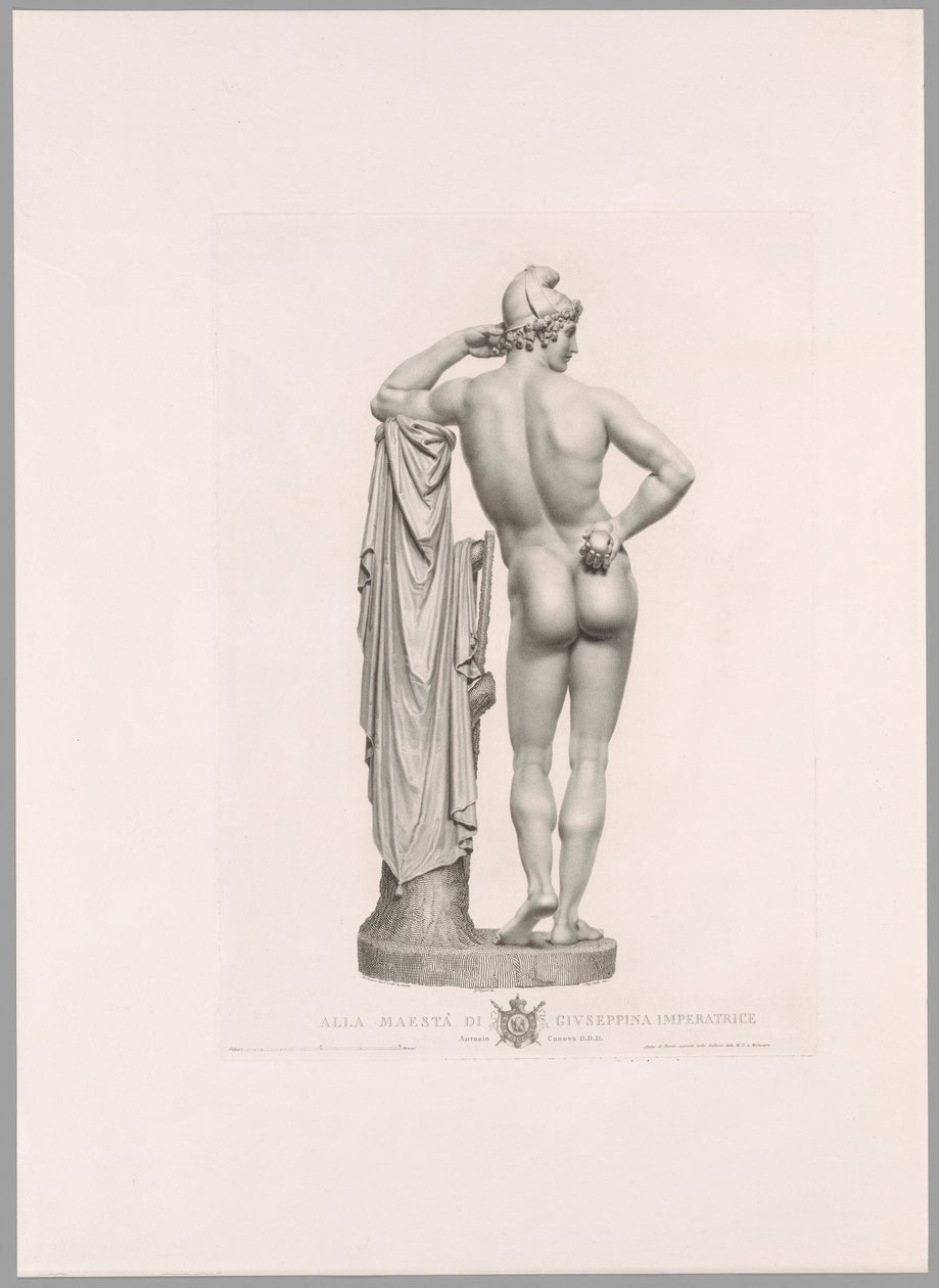 París apoyado en un tocón de árbol, vista posterior, de Oeuvre de Canova de Antonio Canova