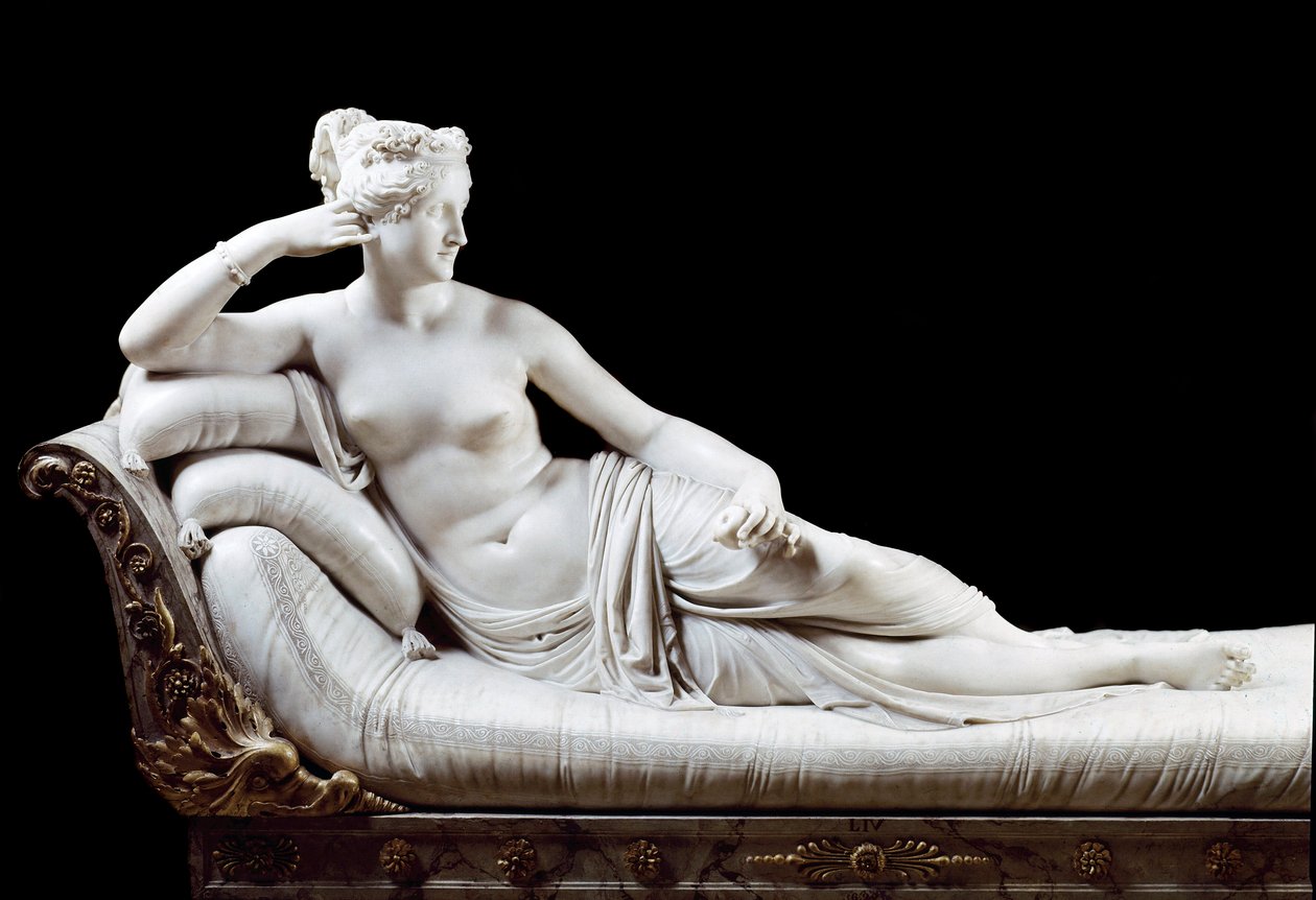 Pauline Bonaparte, Princesa Borghese, hermana de Napoleón I representada como Venus Victoriosa. Escultura de mármol por Antonio Canova de Antonio Canova
