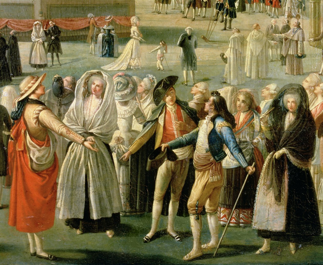 Subida de un globo aerostático en Madrid, detalle de la multitud (óleo sobre lienzo) (detalle) de Antonio Carnicero