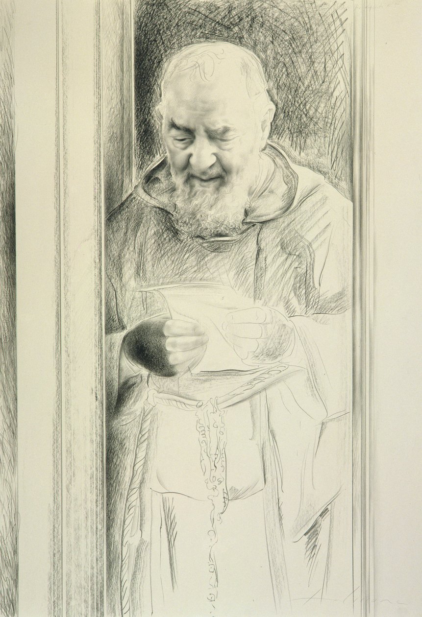 Padre Pio leyendo, 1988-89 de Antonio Ciccone