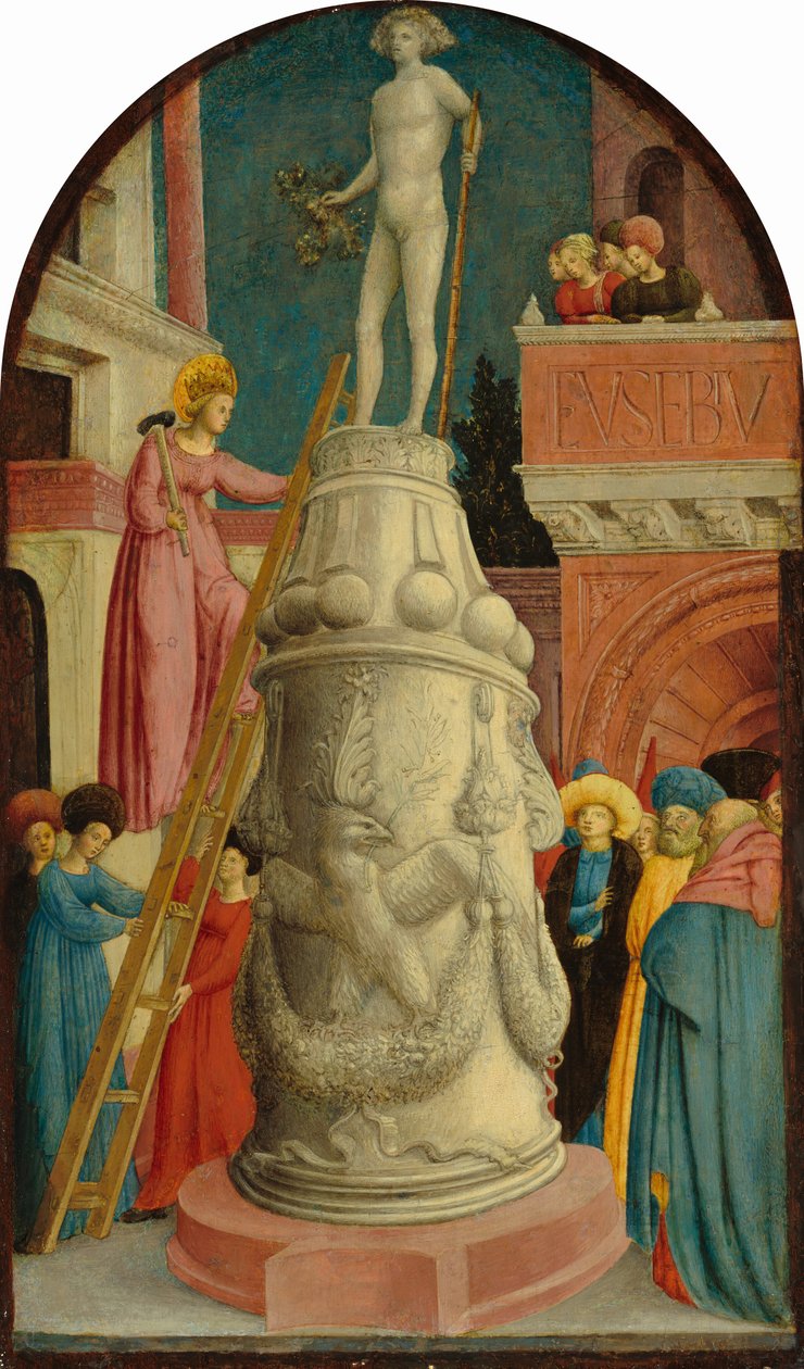 Santa Apolonia destruye un ídolo pagano, c.1442-1445 (temple sobre tabla de álamo) de Antonio & D