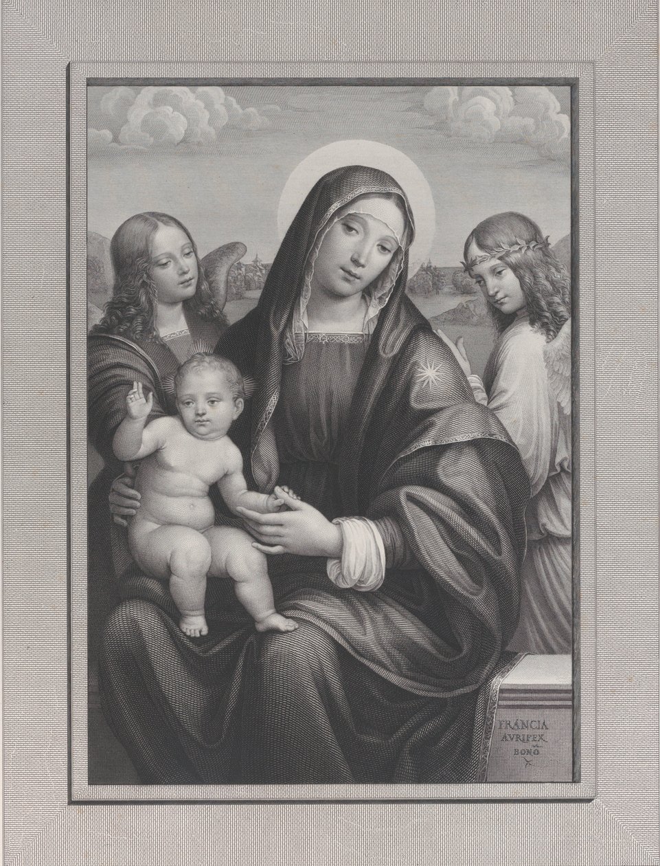 Madonna y el niño con ángeles, 1822-88 de Antonio Dalco