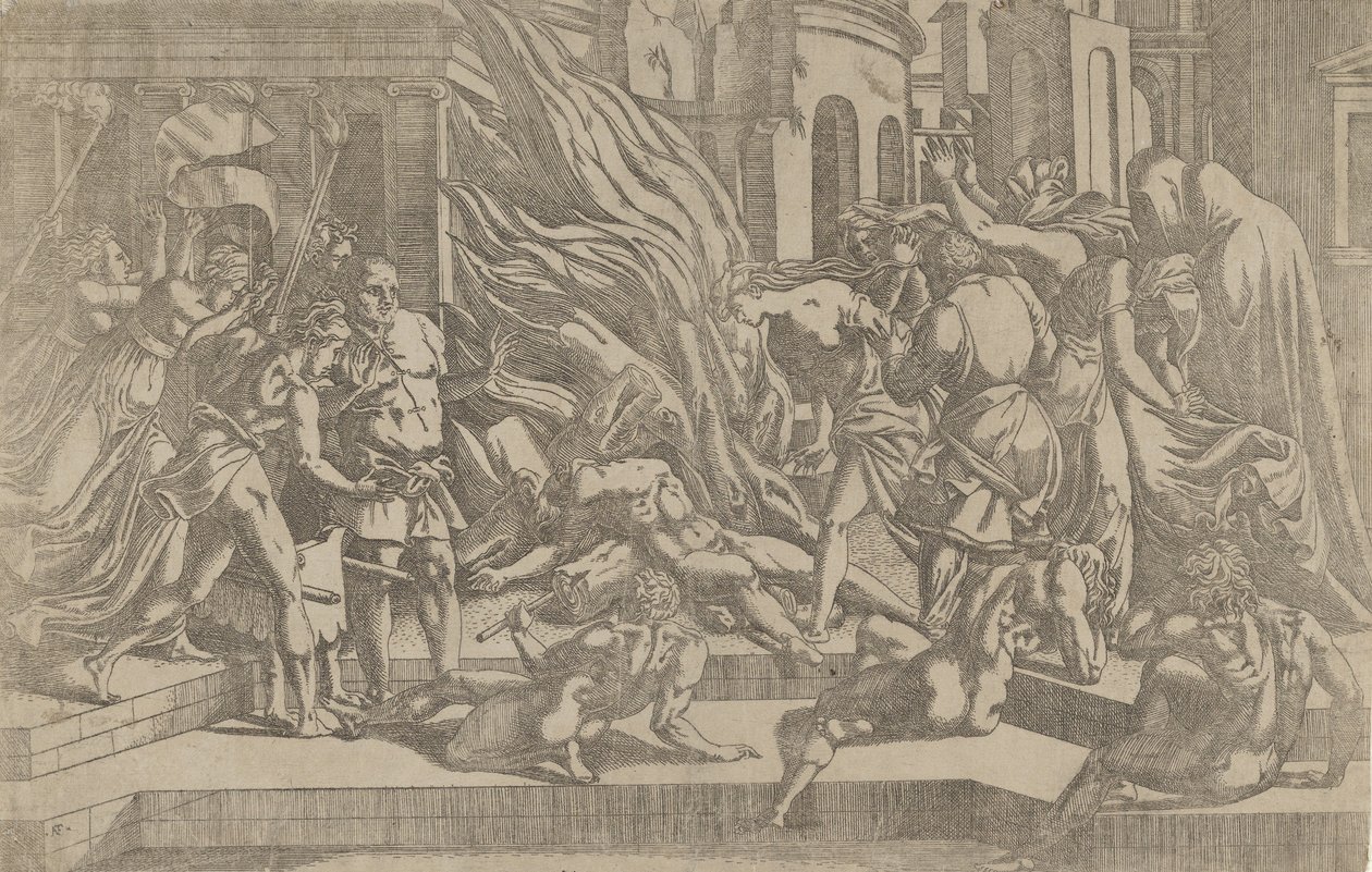 Quema de un cadáver, 1540-45 de Antonio Fantuzzi