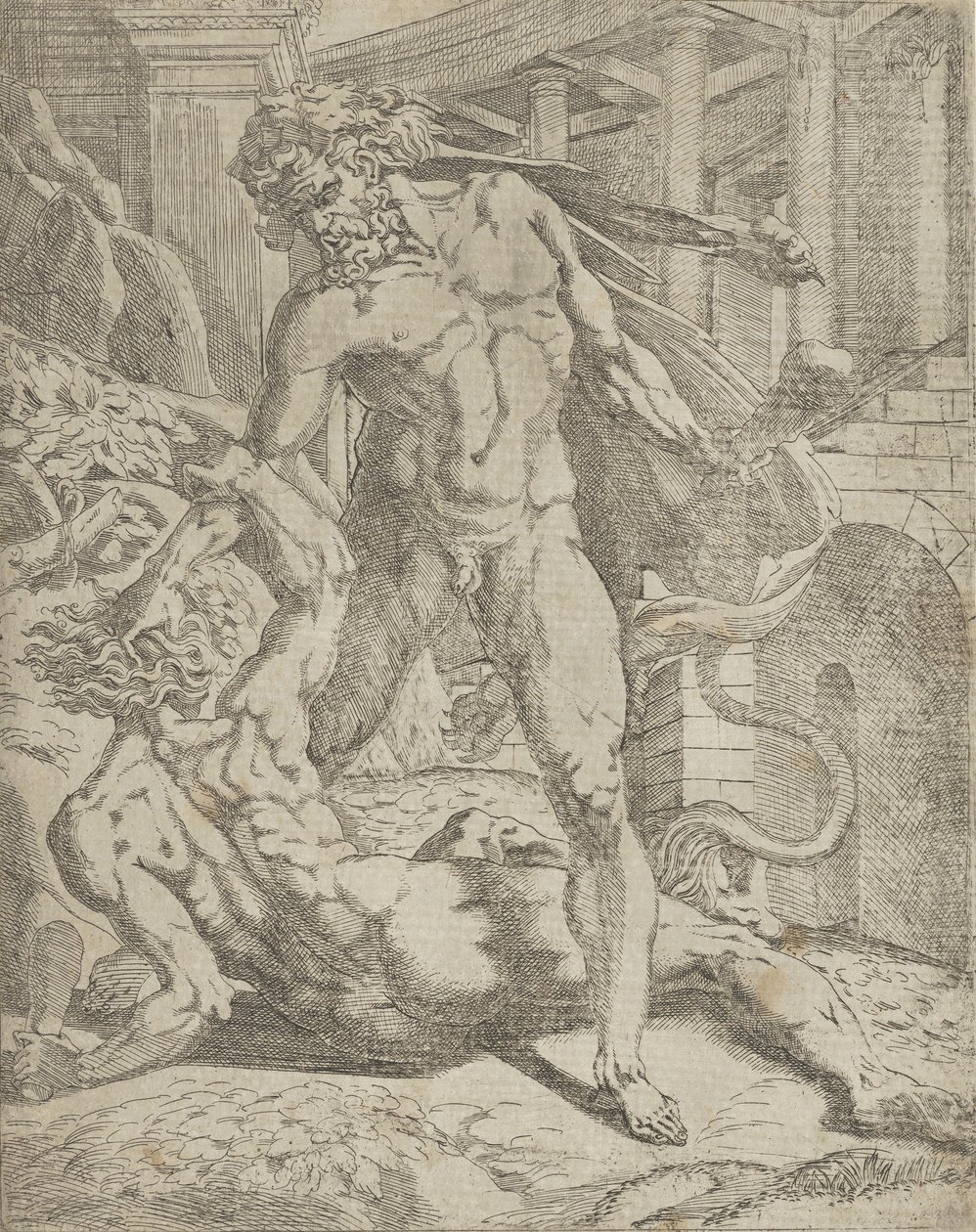 Hércules y Caco, 1540-45 de Antonio Fantuzzi