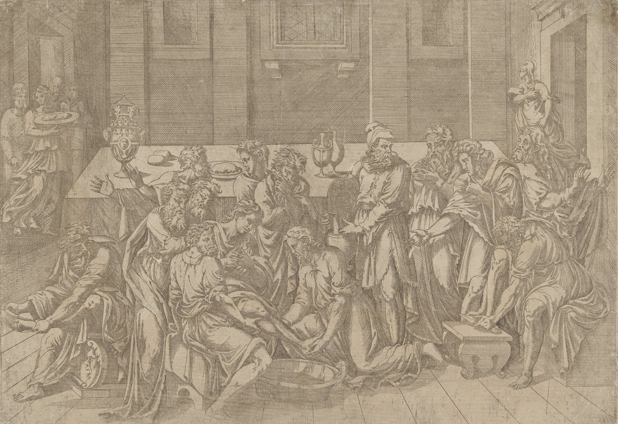 Jesús lavando los pies de los discípulos, 1540-45 de Antonio Fantuzzi