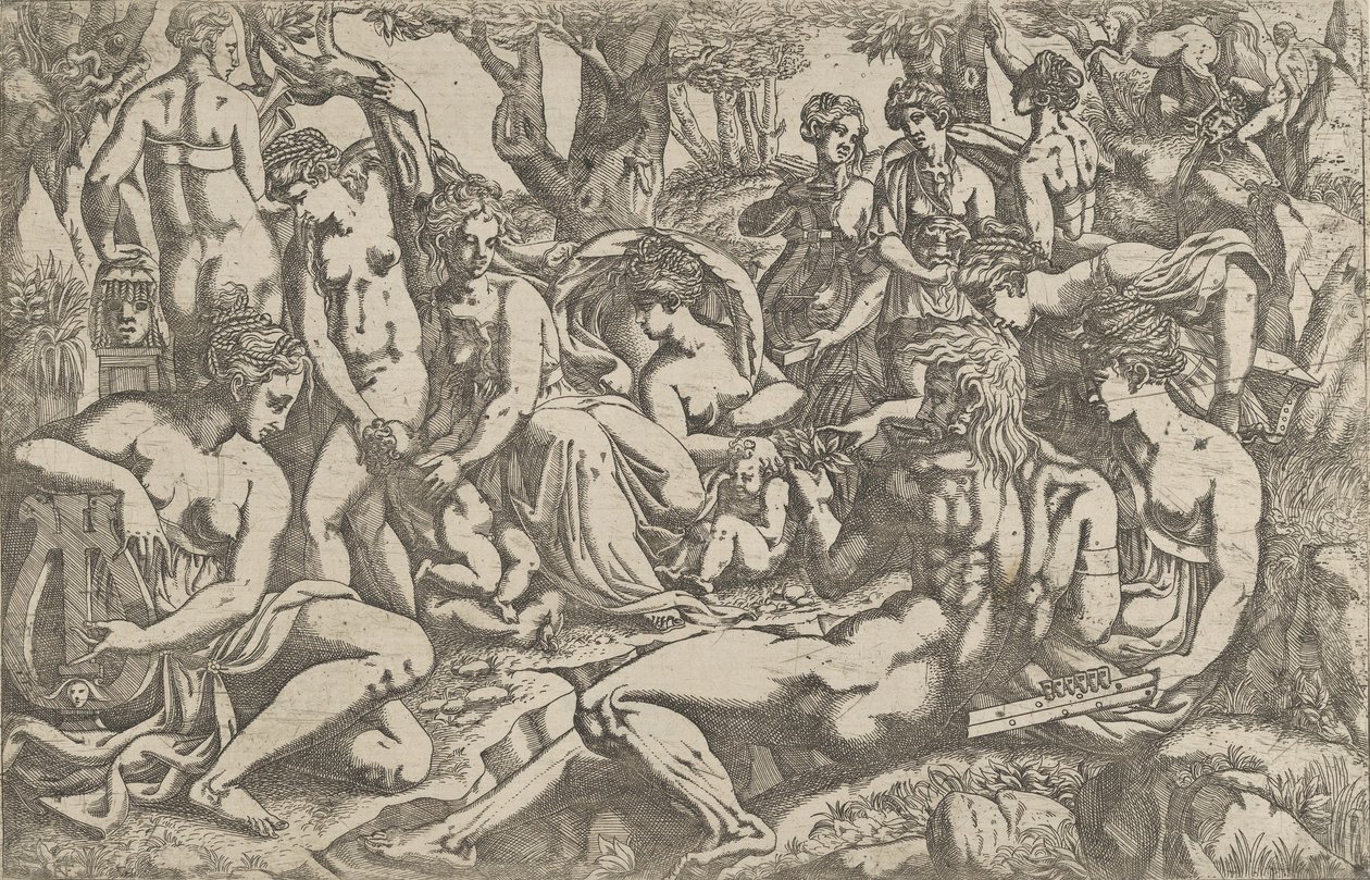 Musas al pie del monte Parnaso, 1540-45 de Antonio Fantuzzi