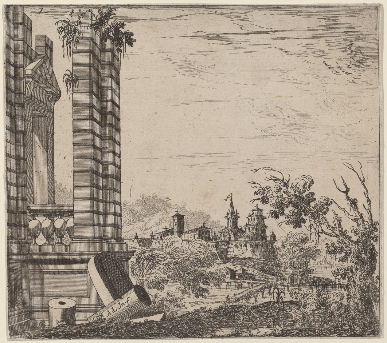 Paisaje con ruinas de Antonio Francesco Lucini