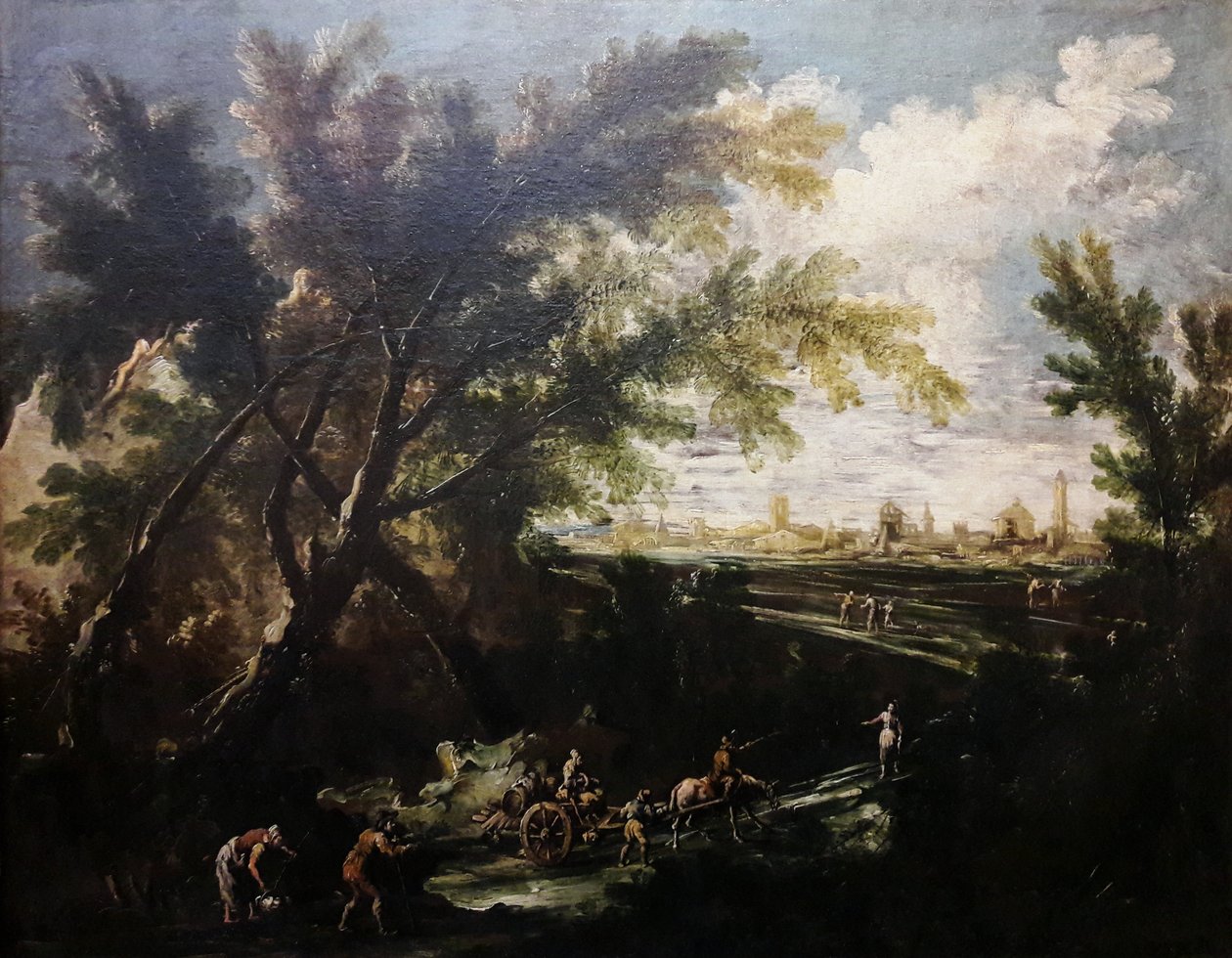 Paisaje con un portador de agua. de Antonio Francesco Peruzzini