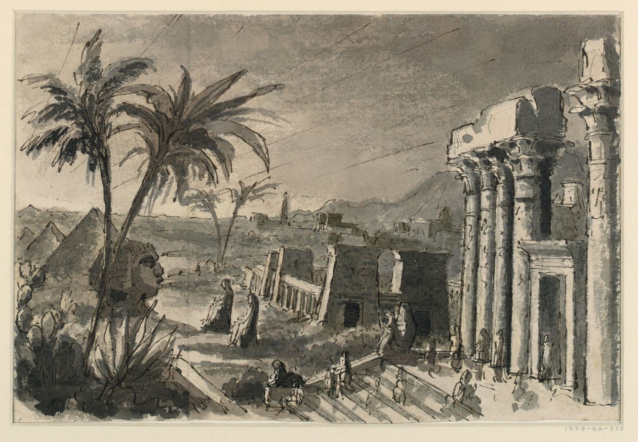 Diseño de escenario, ciudad egipcia de Antonio Giuseppe Basoli