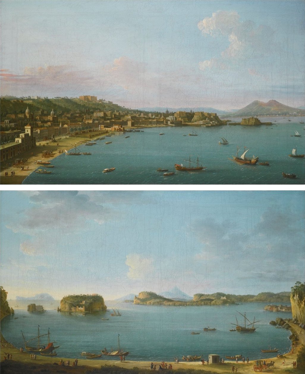 Nápoles desde el oeste" y "El golfo de Pozzuoli" de Antonio Joli de Antonio Joli