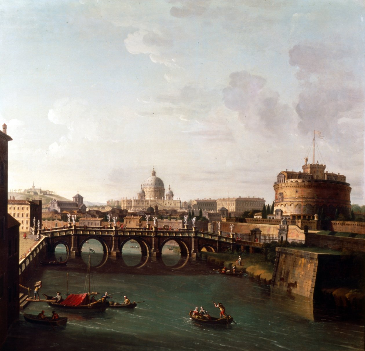 Roma, una vista del Tíber con el Castel Sant