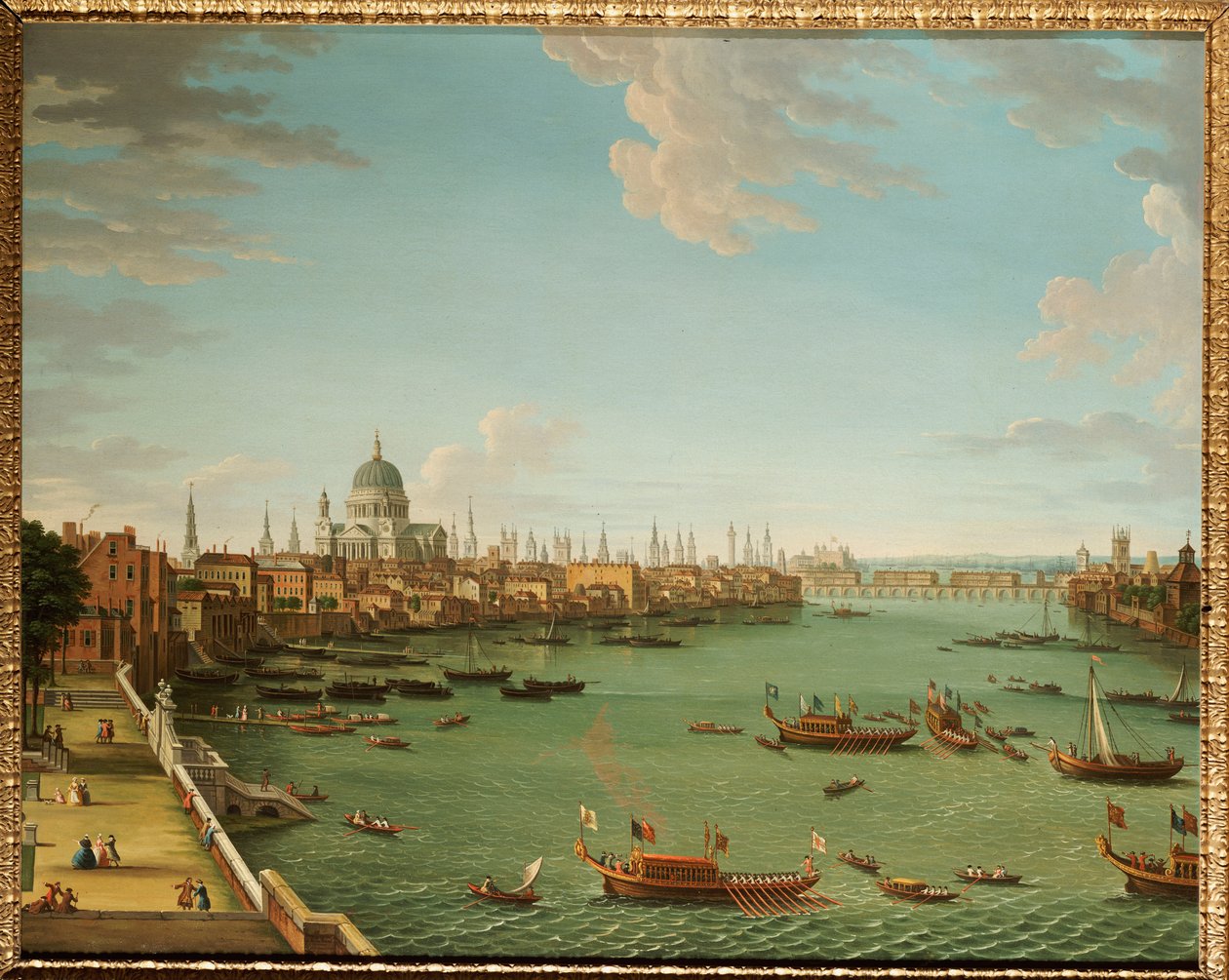 El Támesis desde la terraza de Somerset House, mirando hacia la ciudad, c.1745 de Antonio Joli