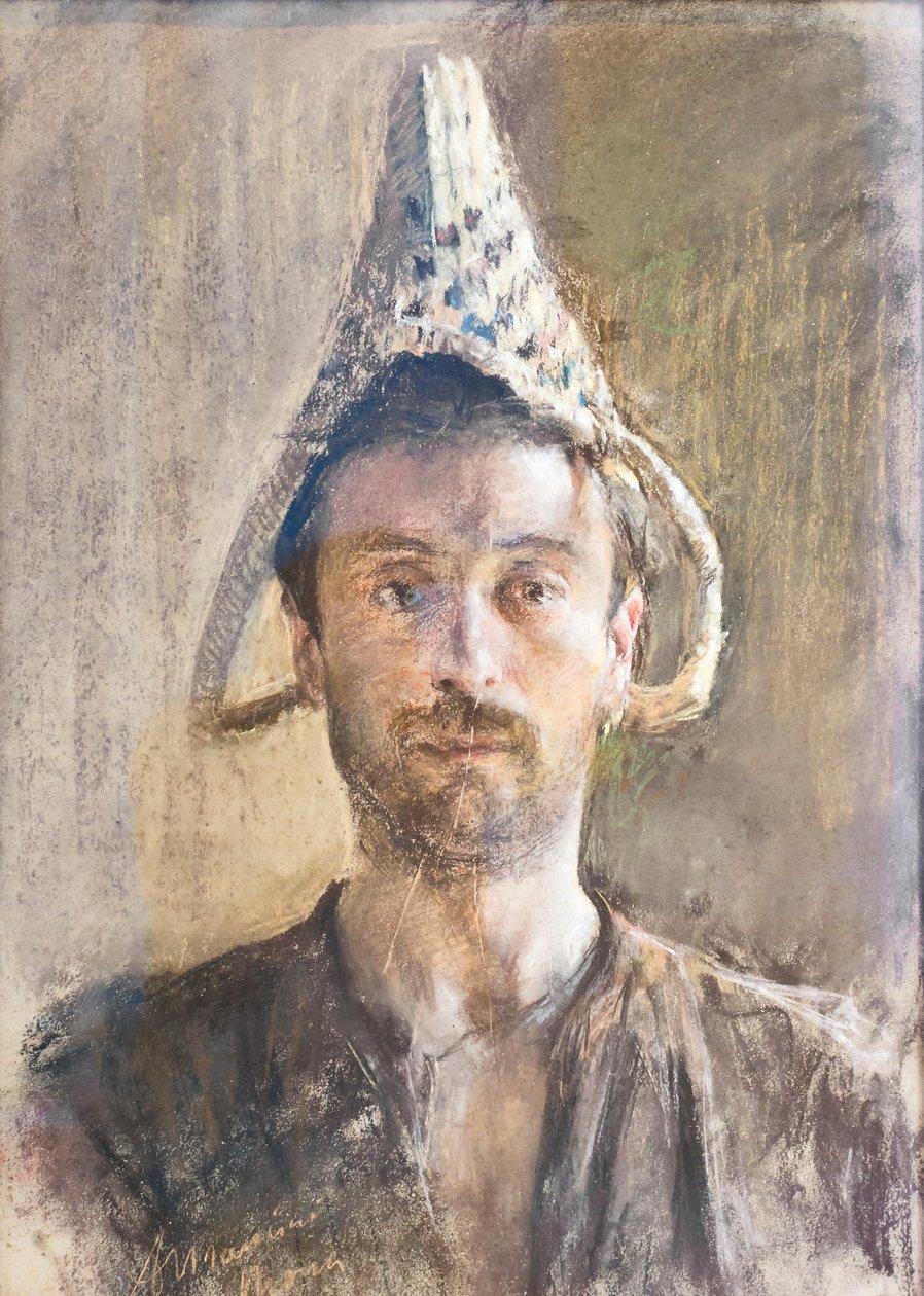 Autorretrato con cesta de Antonio Mancini