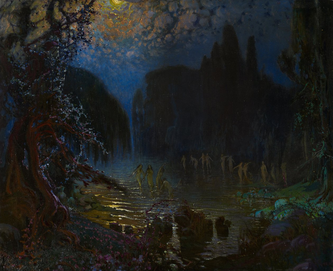 Baño de las Ninfas - Muñoz Degrain, Antonio (1840-1924) - c. 1915 - Óleo sobre lienzo - 76,5x93,5 - Museo Carmen Thyssen, Málaga de Antonio Munoz Degrain