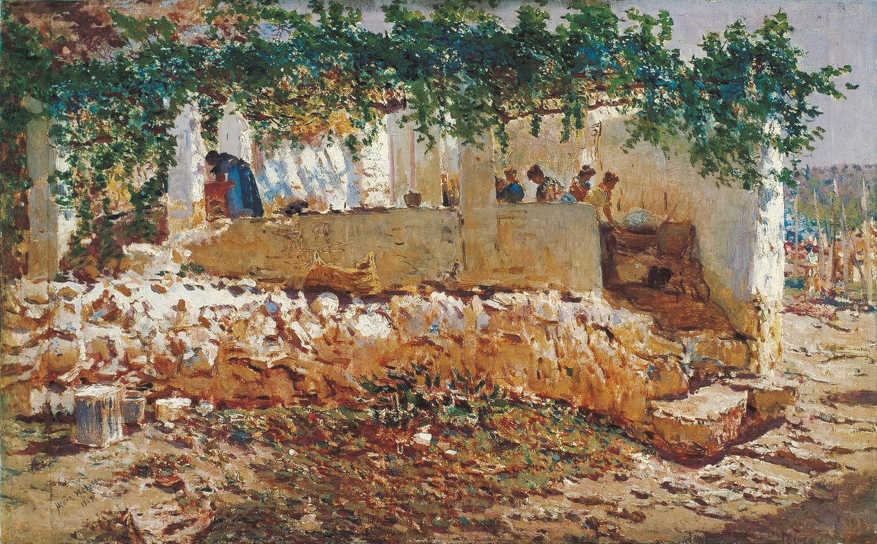 Lavanderas - Muñoz Degrain, Antonio (1840-1924) - 1903 - Óleo sobre lienzo - 62x98 - Museo Carmen Thyssen, Málaga de Antonio Munoz Degrain