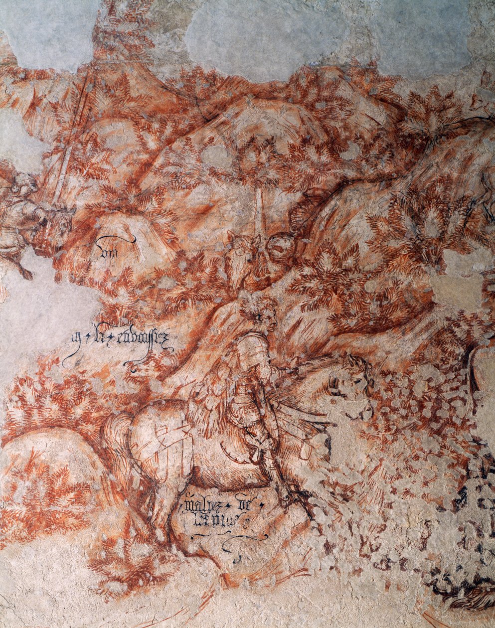 Sinopia (subpintura), (detalle) de Antonio Pisanello