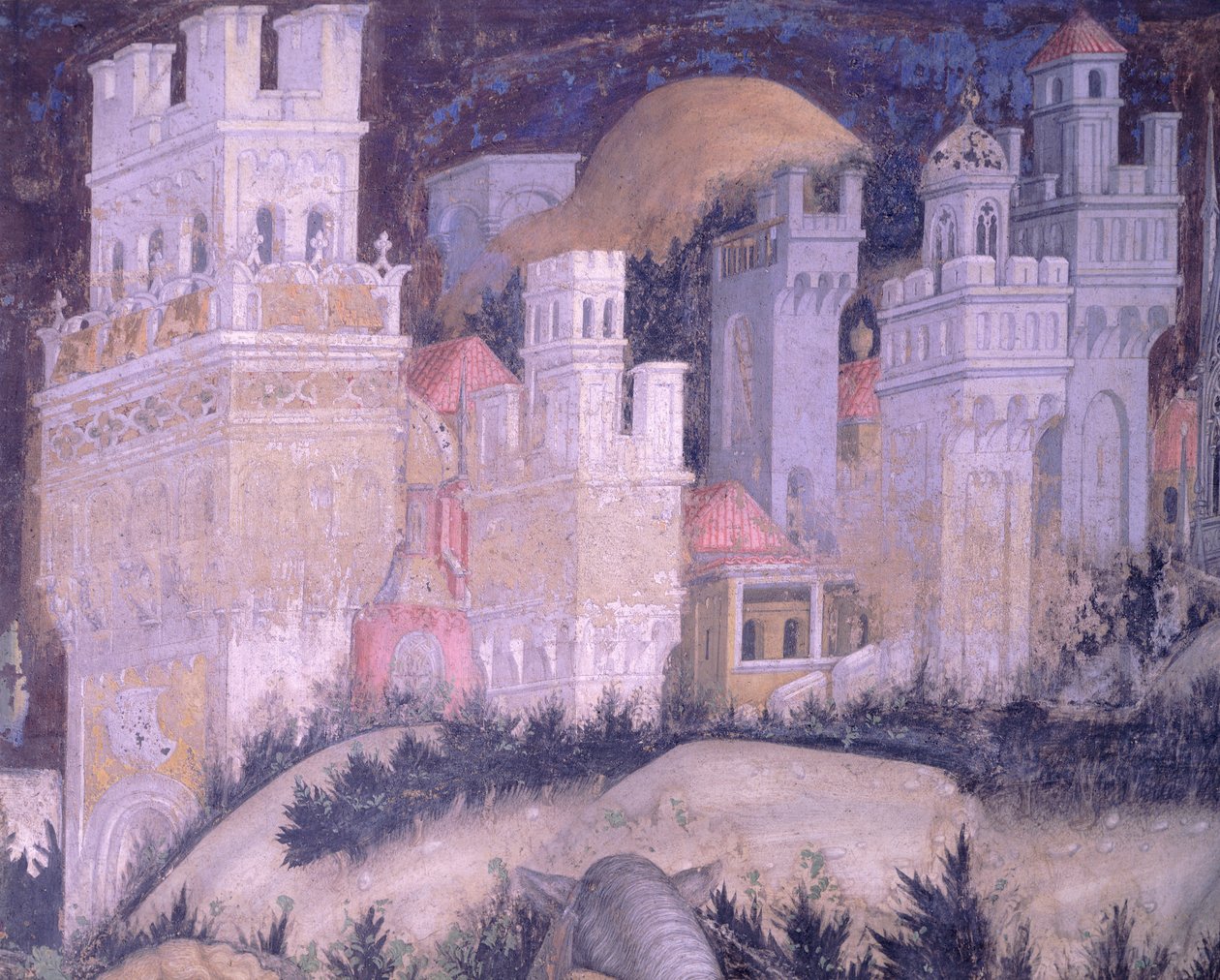 San Jorge y la Princesa, ciudad amurallada de Antonio Pisanello