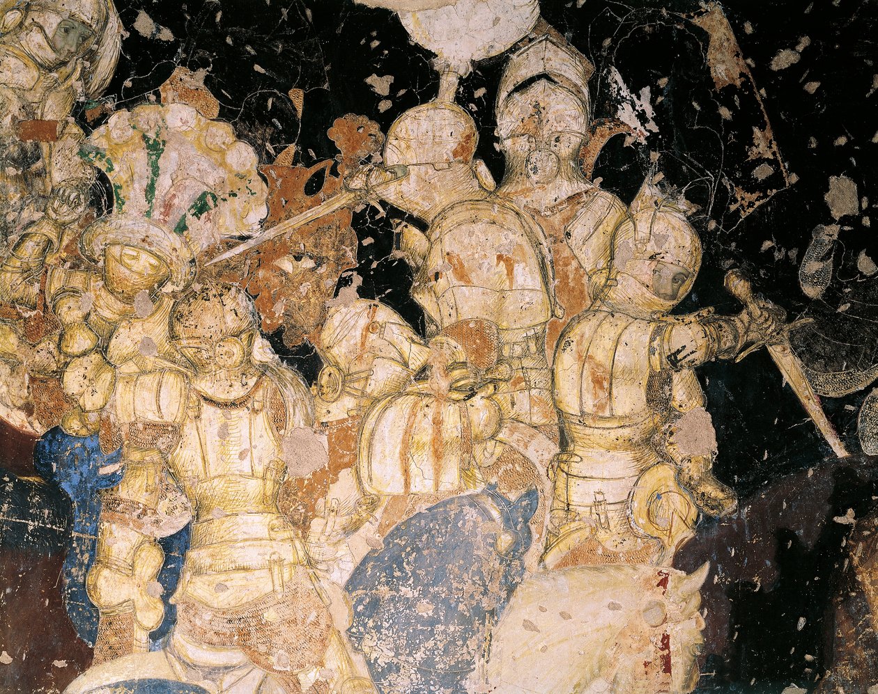 Torneo-Batalla de Louvezerp, por Antonio Pisano conocido como Pisanello (pre-1395-ca 1455), fresco. (detalle) de Antonio Pisanello