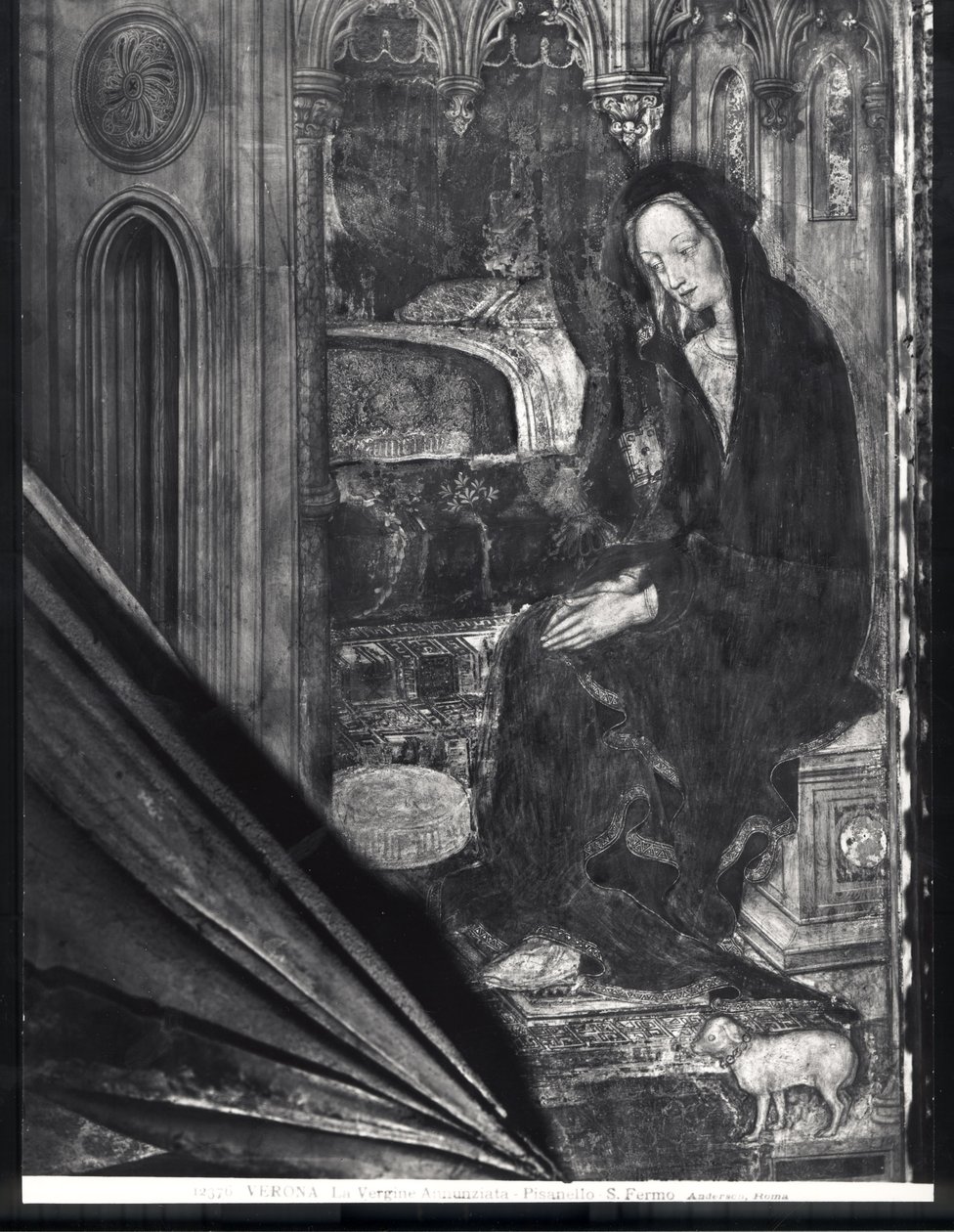 Virgen María (detalle) de Antonio Pisanello