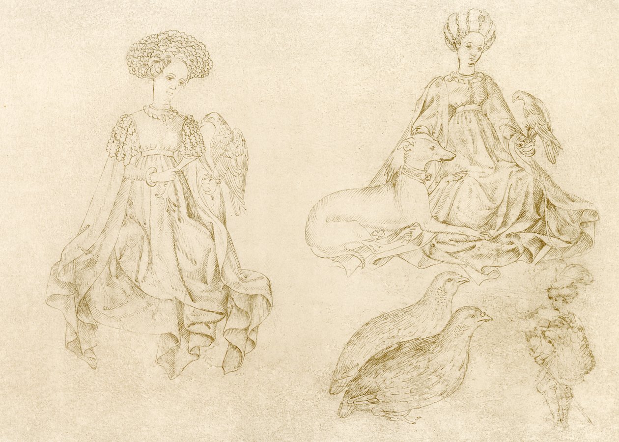 Mujeres con halcón y galgo de Antonio Pisanello