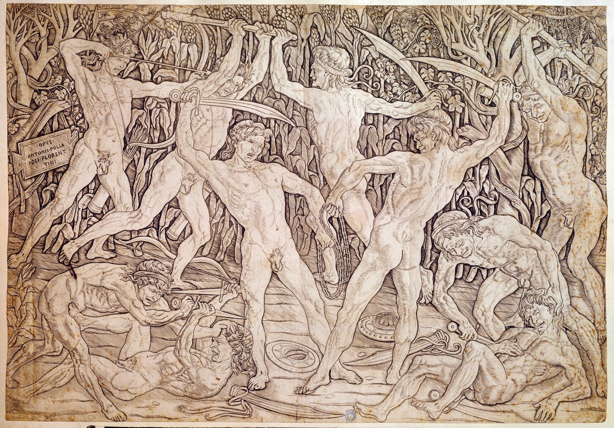 Hombres desnudos luchando de Antonio Pollaiuolo