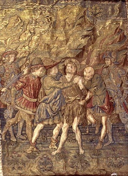 El arresto de San Juan Bautista, tapiz que representa escenas de la vida del santo de Antonio Pollaiuolo