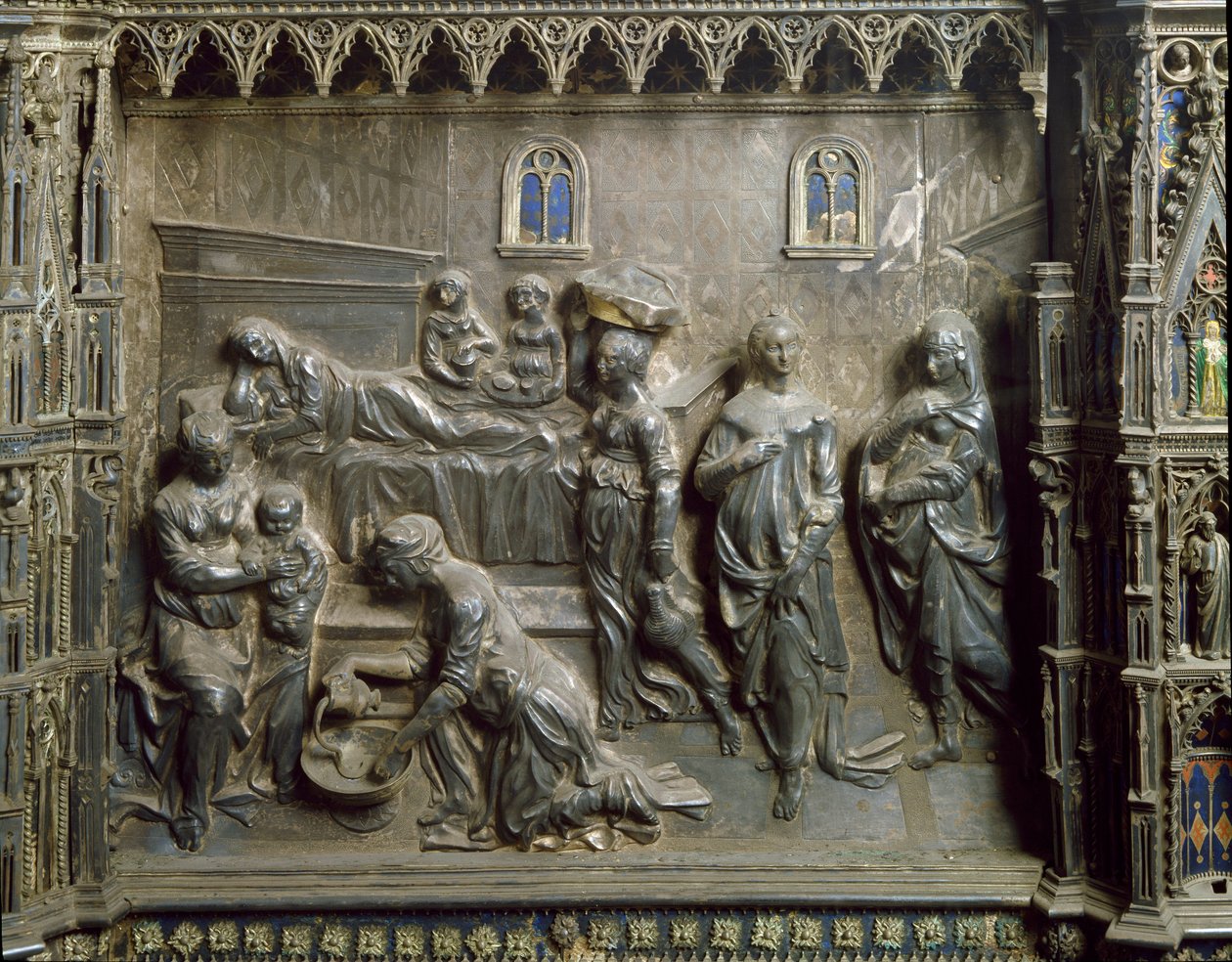 El nacimiento de Juan el Bautista. Relieve de plata de Antonio Pollaiuolo