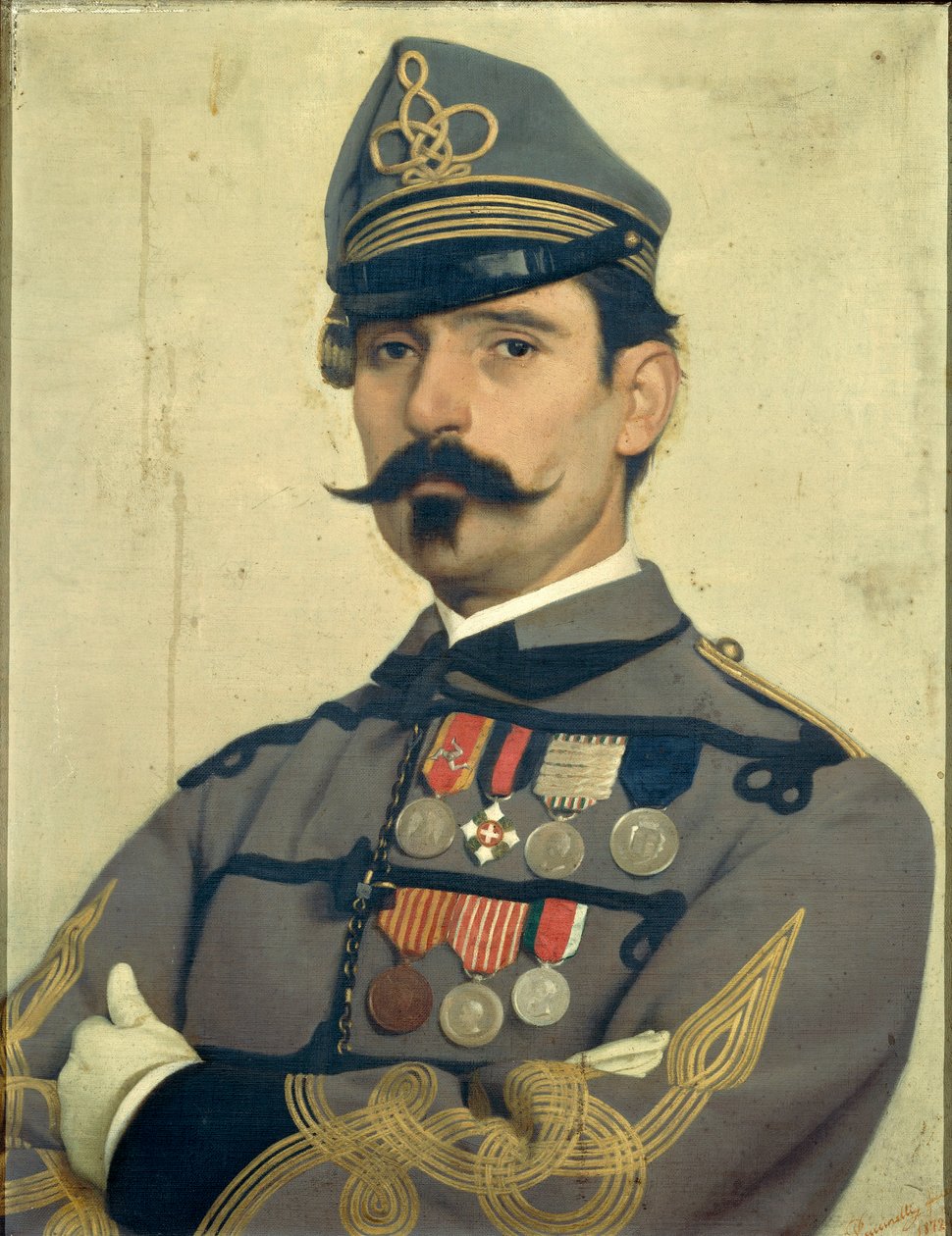 Retrato de Giovanni Maria Damiani con uniforme del ejército de Garibaldi, por Antonio Puccinelli de Antonio Puccinelli