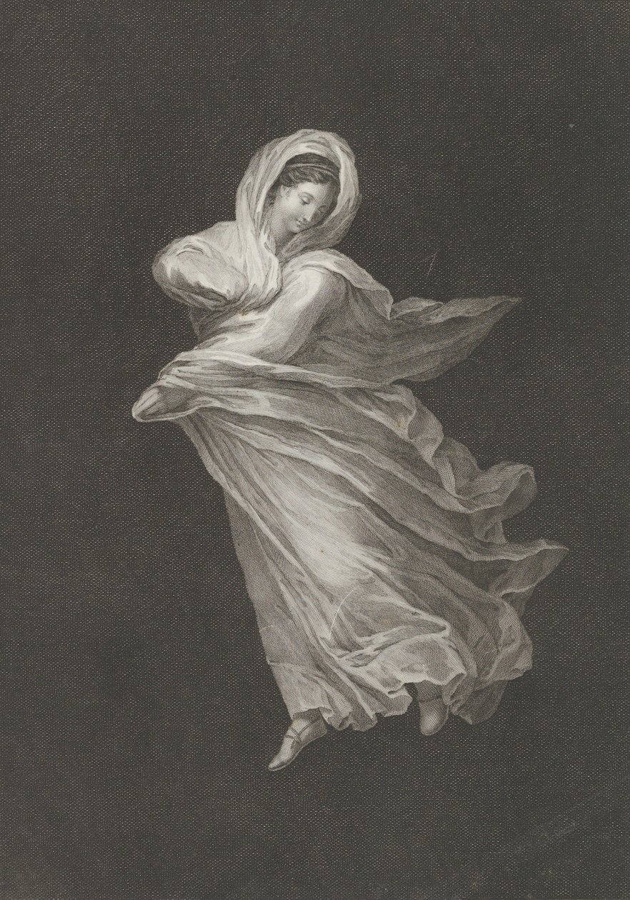 Una bacante con túnica fluida, mirando hacia abajo, brazo derecho doblado y brazo izquierdo, ca. 1795-1847 de Antonio Ricciani