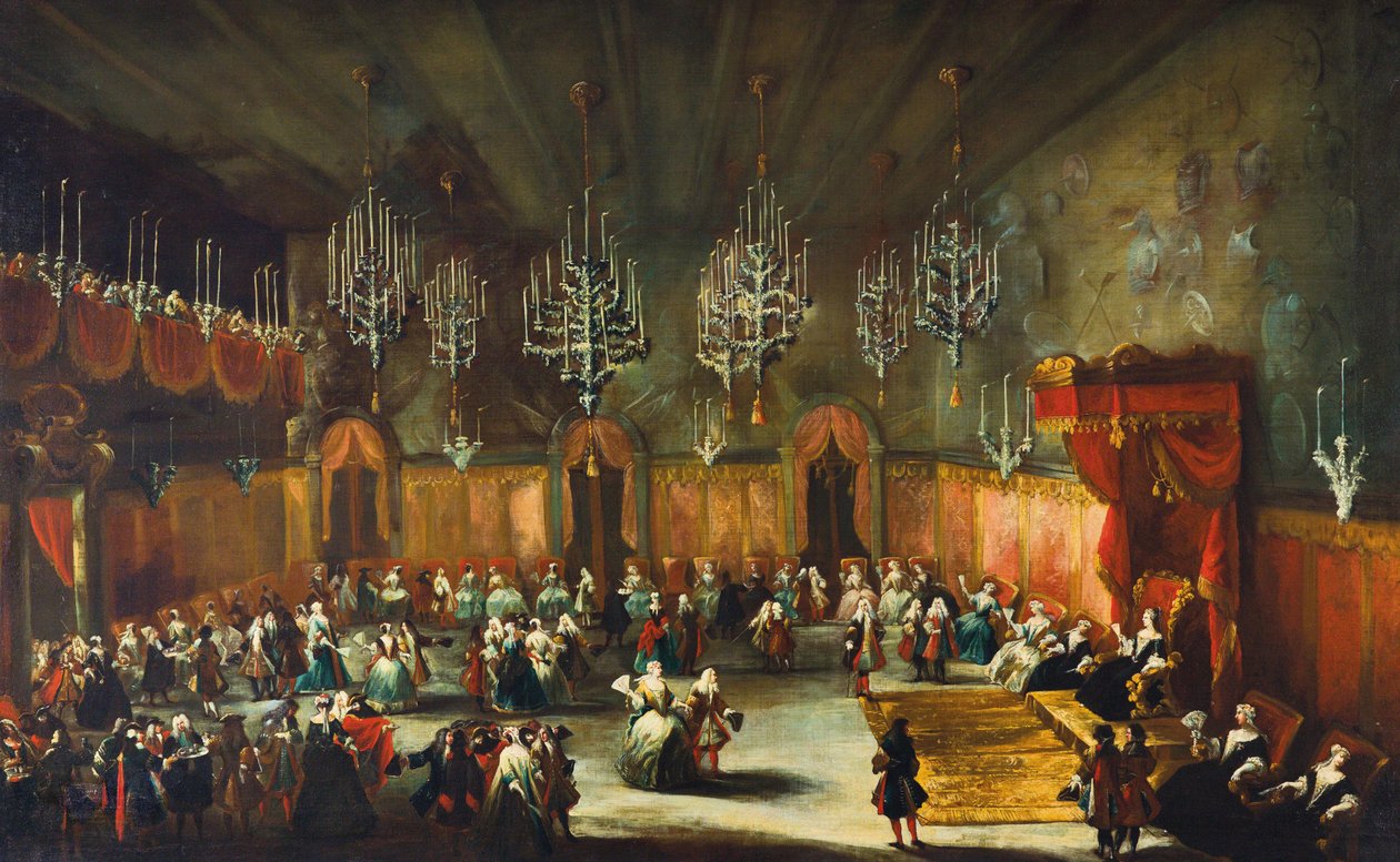 Baile en honor de Anna Maria Luisa de Medici, Electora del Palatinado, ca. 1718-1719 de Antonio Stom