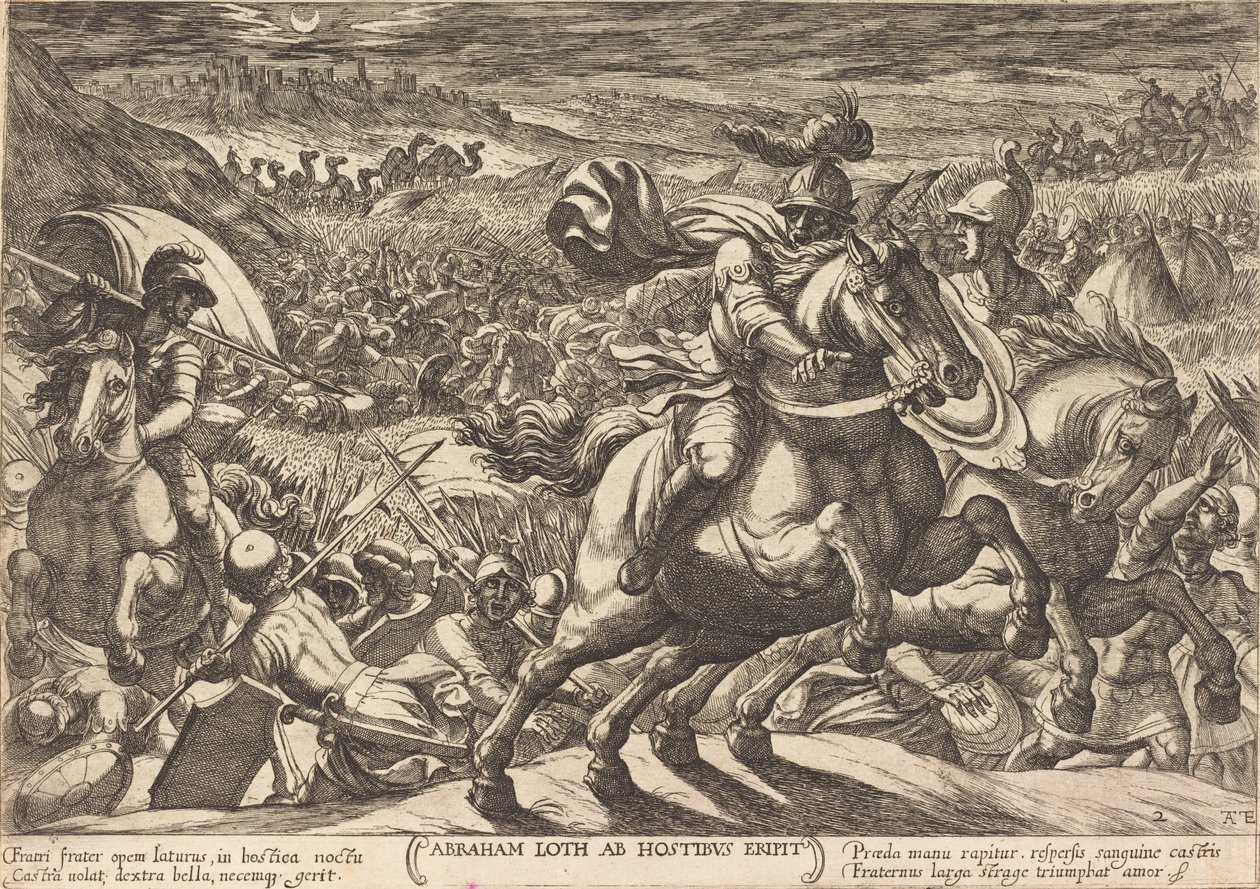Abraham hace huir a los enemigos que retienen a su sobrino de Antonio Tempesta