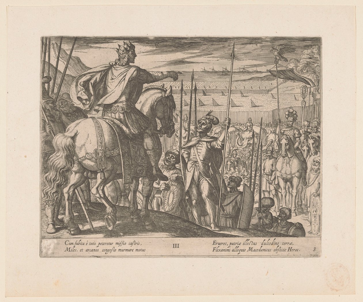 Alejandro Magno instruye a los soldados macedonios Las hazañas de Alejandro Magno (título de la serie) Alexandri magni praecipvae res gestae (título de la serie) de Antonio Tempesta