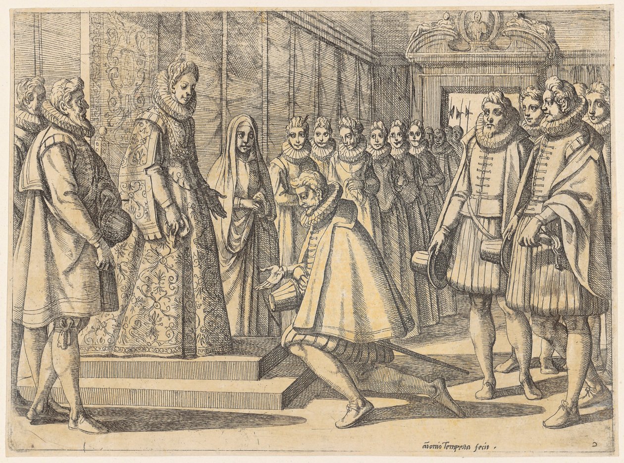 Mensajeros de Felipe de España ante Margarita de Austria de Antonio Tempesta