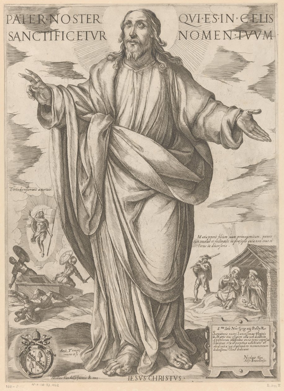 Cristo Padre nuestro que estás en los cielos, santificado sea tu nombre (título sobre el objeto) Cristo, María en de apóstol (título de la serie) de Antonio Tempesta