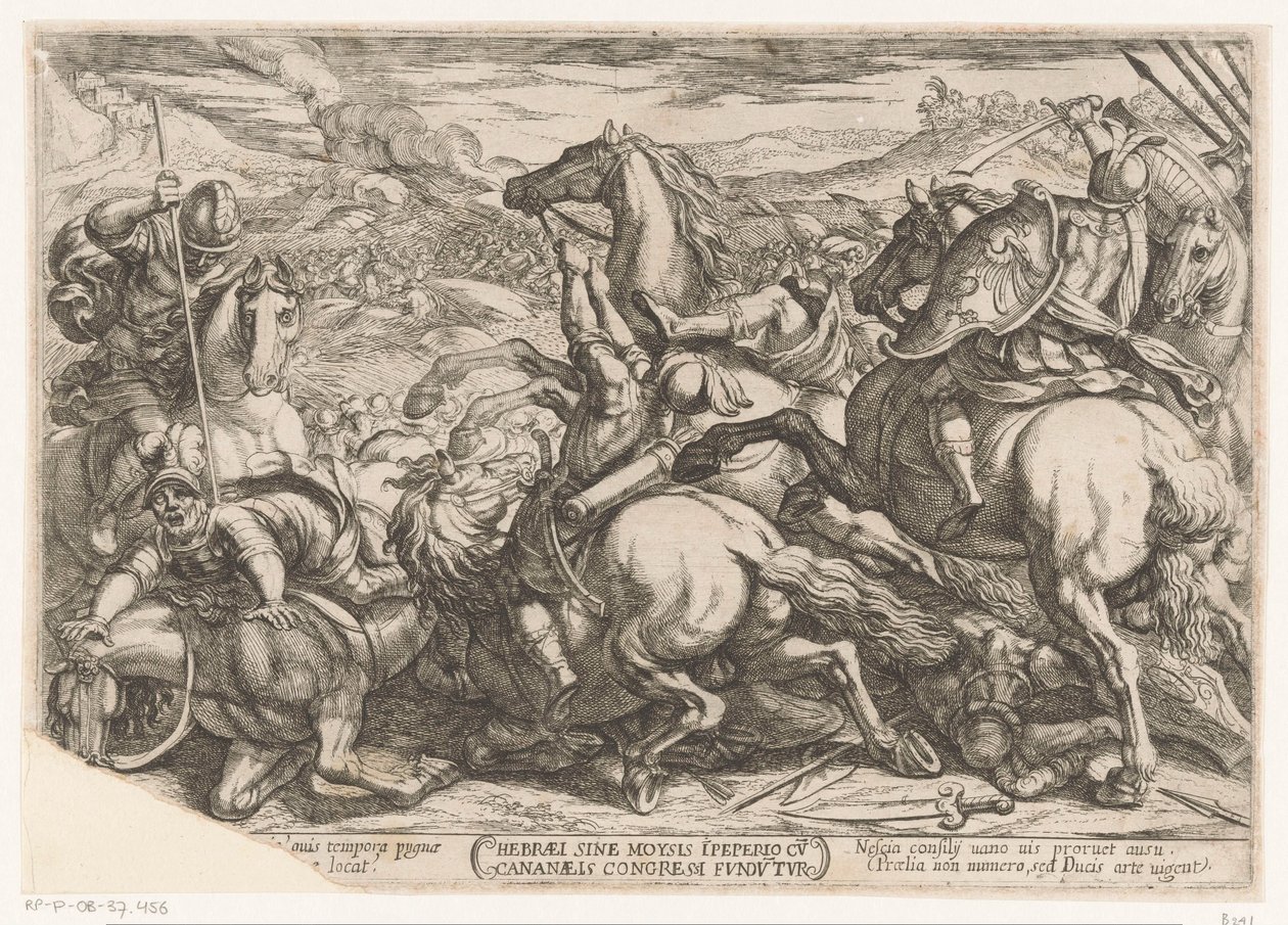 Los israelitas derrotados por los cananeos porque desobedecieron a Moisés Hebrael sine Moysis iperio cv cananaels congresos fundutur (título sobre el objeto) Escenas de batalla del Antiguo Testamento (título de la serie) de Antonio Tempesta
