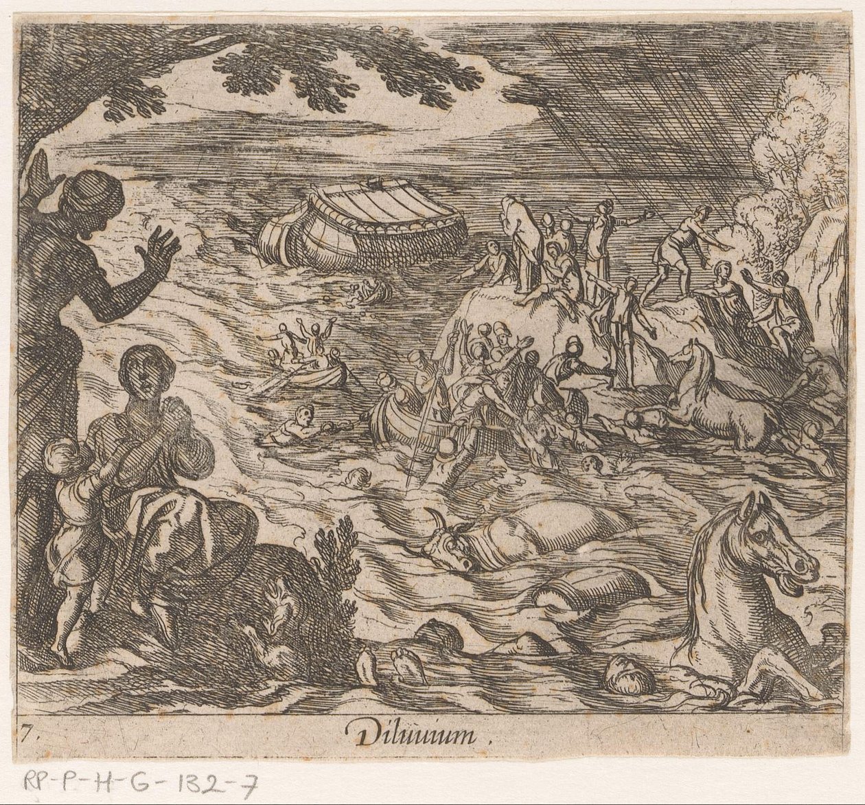 De Zondvloed Deluvium (título sobre el objeto) Metamorphoseon sive transformum (título de la serie) Metamorfosen van Ovidius (título de la serie) de Antonio Tempesta