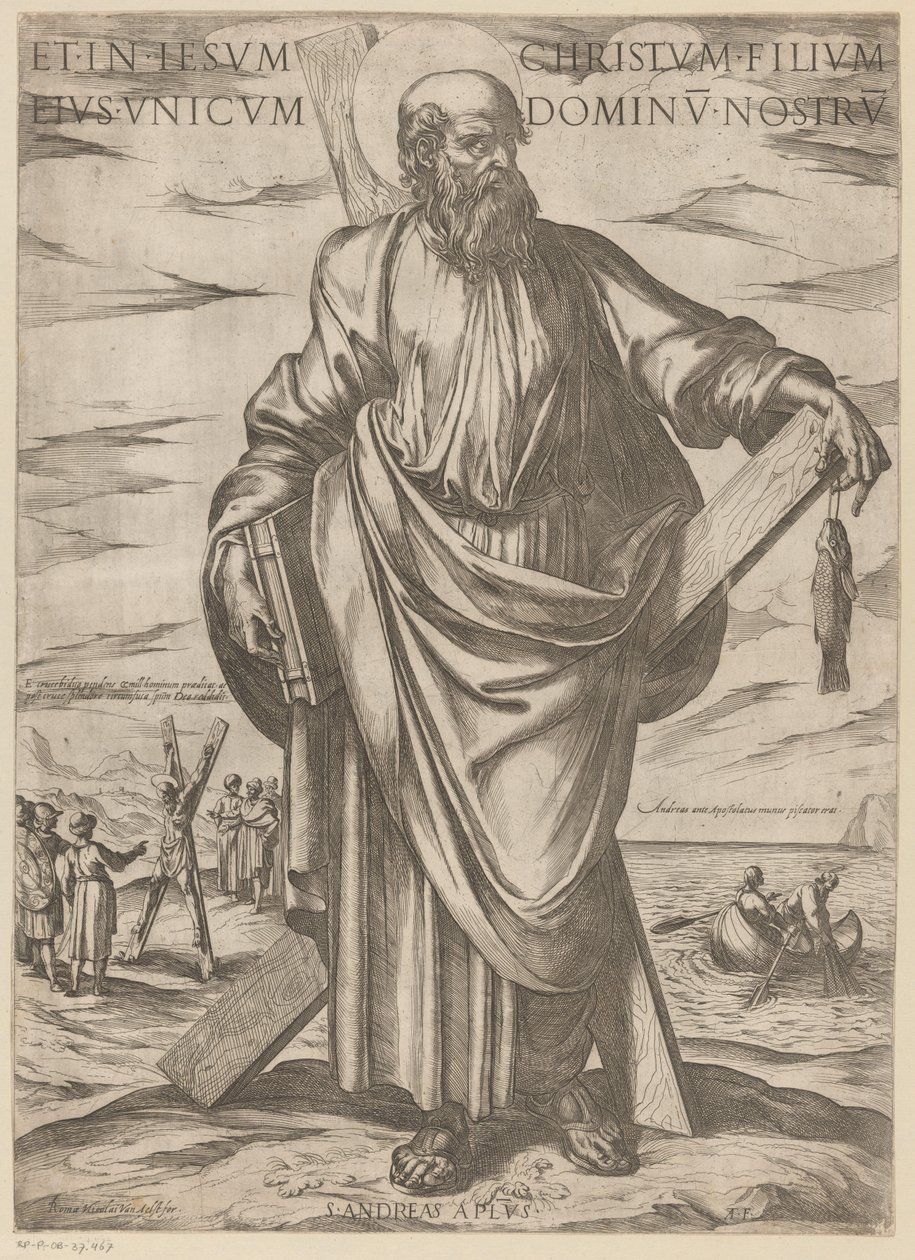 de San Andrés Y en Jesucristo, su único hijo, nuestro Señor (título sobre el objeto) Cristo, María en de apóstol (título de la serie) de Antonio Tempesta